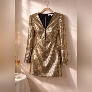 Rebecca Minkoff Gold Sequin Mini Dress – Size 4
